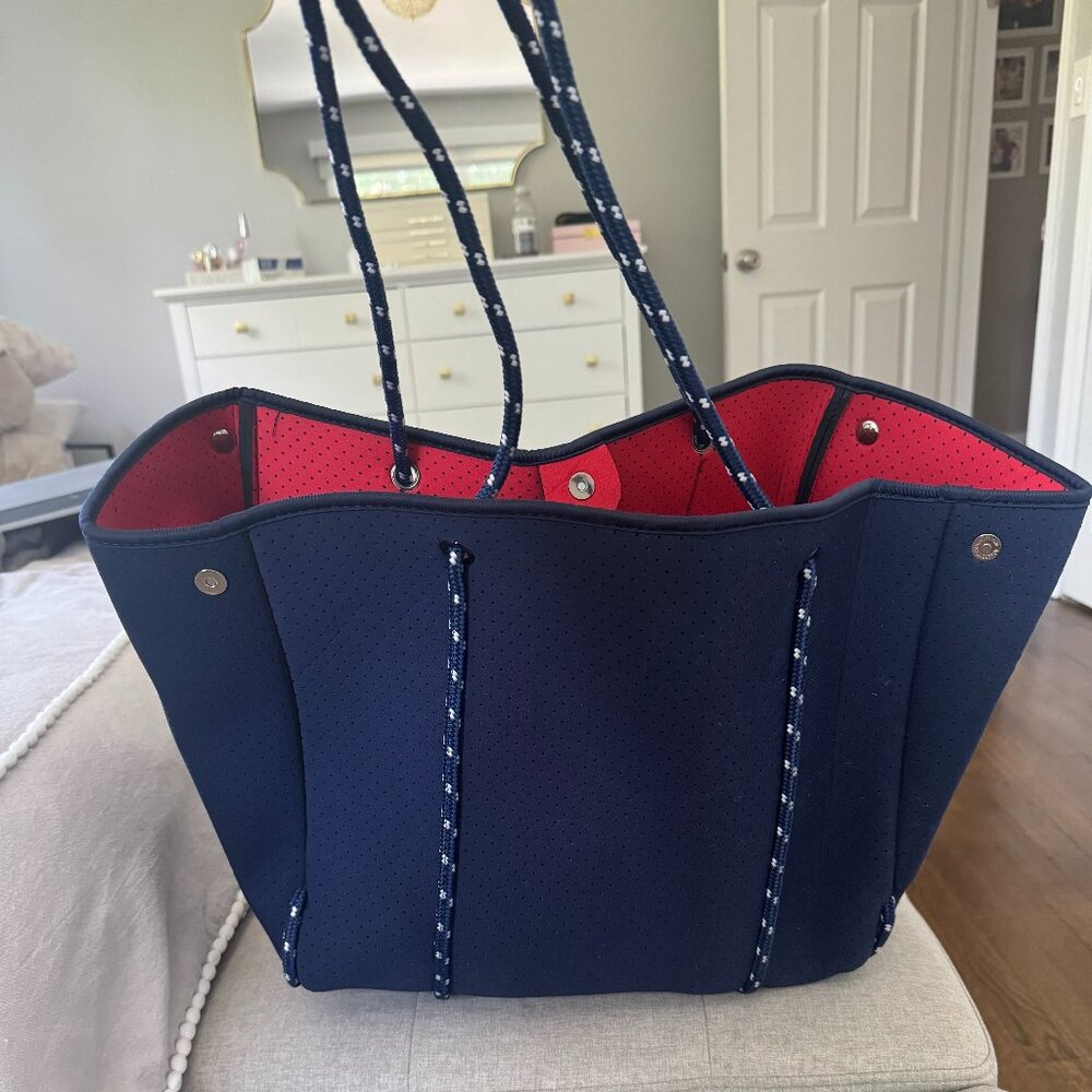 Everyday Tote Deep Blue and Orange inside